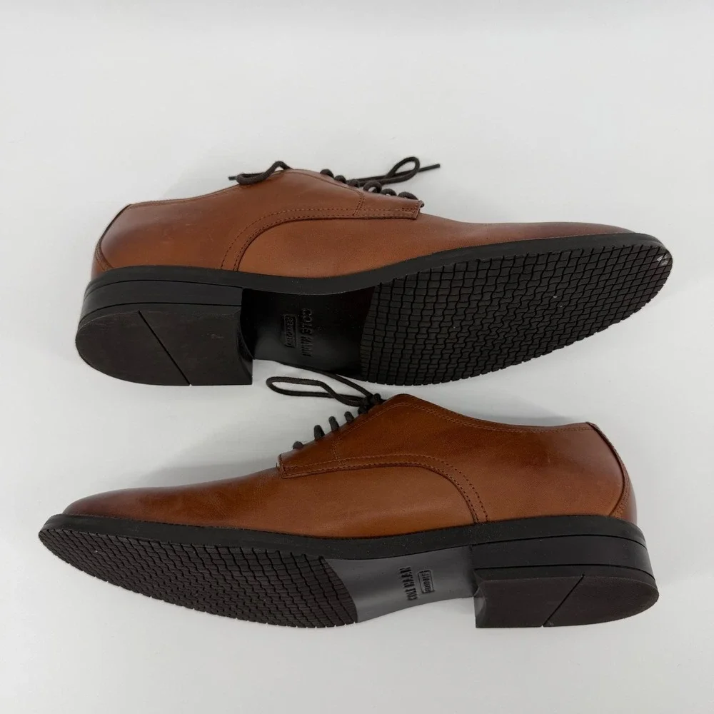Cole Haan Derby Mens 9.5 Brown Grand 360 Plain Toe C38448 Leather Dress Shoes